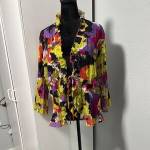 Notations Multicolor Ruffle Tie-Front Tunic